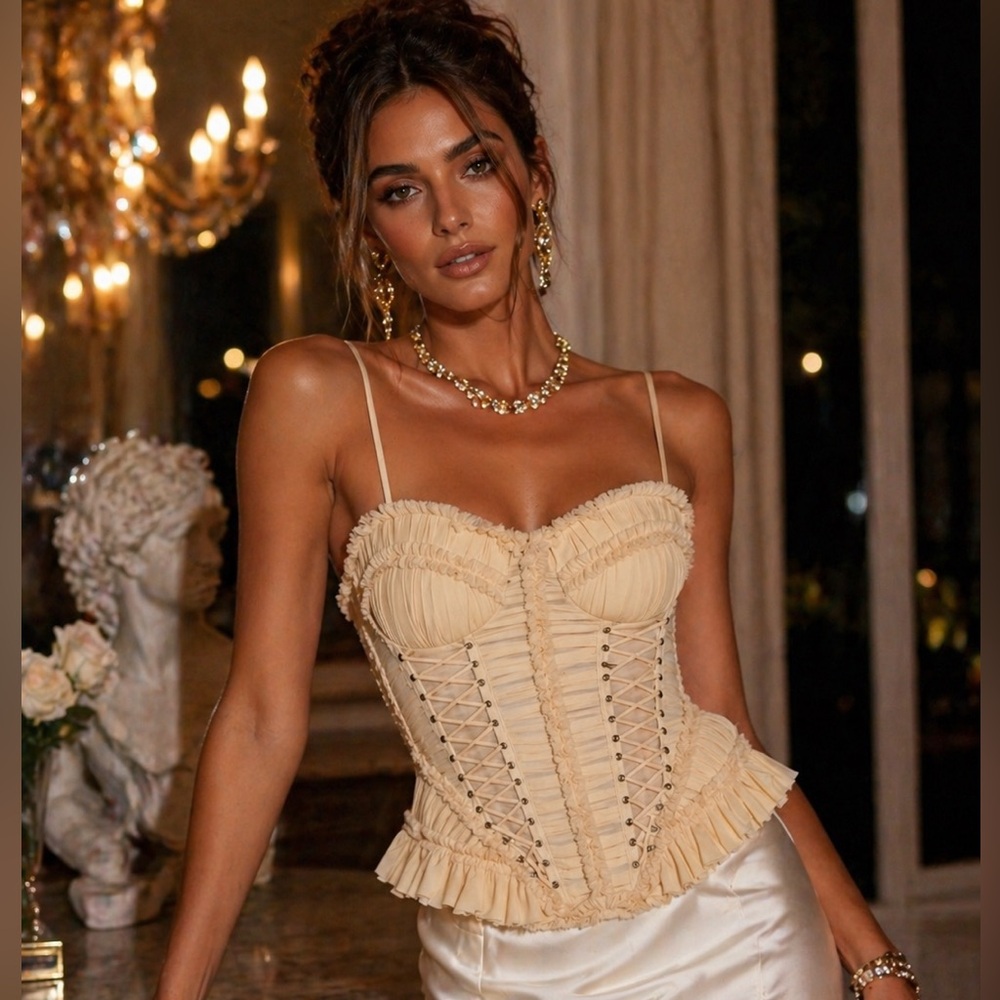 Zimmermann rebellion frayed Cream Fringed Top Corset size 1 small